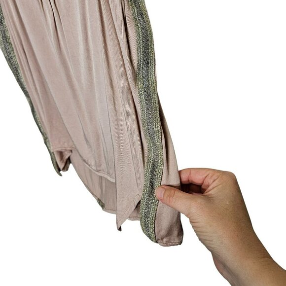 Vintage-Inspired Tiny M Pink & Gold Lace Trimmed Slip Camisole Babydoll Coquette - Picture 3 of 10